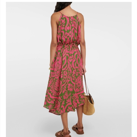 Velvet by Graham & Spencer Pink & Green Sasha Printed Cotton Gauze Midi Dress XL - Picture 3 of 10